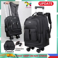 Rolling Backpack 4 Wheels Detachable Waterproof Laptop Bag Travel Backpack Trolley Backpack