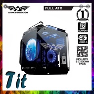 READY STOCK-ARMAGGEDDON HAGANE H3 BLUE LED FAN GAMING CHASSIS /PC CASING (SIDE GLASS)