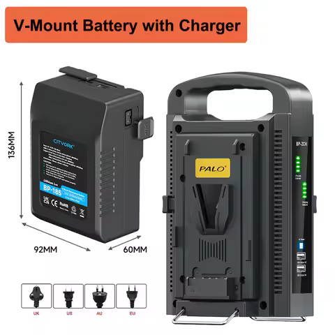 V Mount Battery with Charger V-Mount V Lock BP Battery with DC 16.8V Dual charger for Sony Camcorder