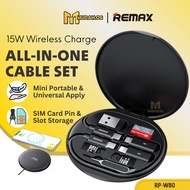 REMAX 15W Wireless Charging Pad Mini Cable Set MDRPW80 Micro USB To Type C-C 60W Fast Charging Powerbank Cable Charger