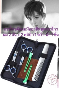 ชุดกรรไกรตัดผม กรรไกรซอยผม มืออาชีพ แบบฟันปลาสแตนเลส(7PCS)