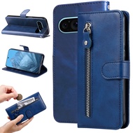 Zipper Wallet Case for Google Pixel 9 10 Pro XL 10A 9A 8 7 8A 7A 6 PU Leather Flip Cover Multi With 