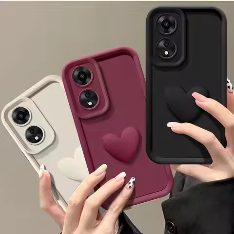 For OPPO A78 4G Case OPPO A58 4G 3D Love Heart Matte TPU Case For OPPO A58 5G A78 5G A60 A18 A38 Sof