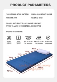 LZD 4-Fold 8cm Thickness Foldable Mattress Topper Single Mattress Sponge Folding Bed Sofa Sleeping Mat