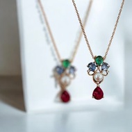 18K玫瑰金 彩寶與珍珠綻放項鍊