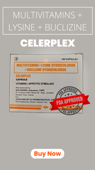 CELERPLEX Multivitamins + Lysine Hydro + Buclizine Hydrochloride 100 Capsule Pampataba Vitamin C