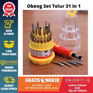 BISA BAYAR DI TEMPAT ! 100% ORIGINAL ! OBENG SET TELUR 31 IN 1 HP HANDPHONE MOTOR KECIL FULL SET LEN
