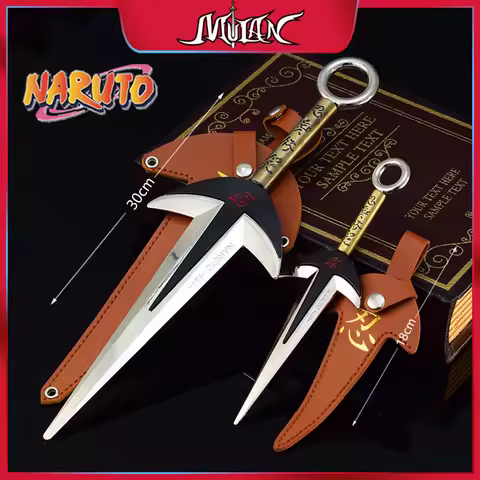 18cm/30cm Naruto Namikaze Minato Weapon The Art of FlyThunder God Kunai Metal Craft Model with Holst