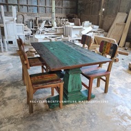 Kursi Makan Tuna Cafe Set Meja Bombay Vintage Kayu Bekas Kapal