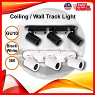 Track Light Spotlight LED Surface Wall Ceiling Lampu Trak GU10 Bulb Changeable 3 Head Black White Fi