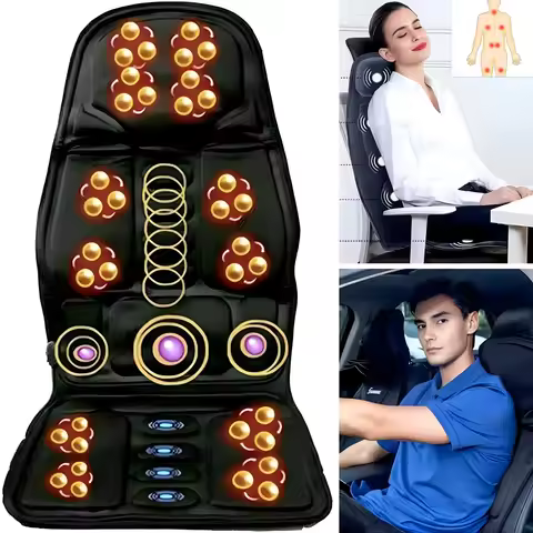 Electric Portable Heating Vibrating Back Massager Chair In Cussion Car Home Office Lumbar Neck Mattr
