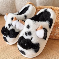New Spotted Cow Indoor Household Furry Slippers Home Cotton Slippers Warm Thick-soled Plush Slippers