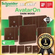  Schneider AvatarOn Wall Switch &amp; Socket 13/20A 1/2/3/4 Gang 1/2 Way Water Heater Auto Gate Flat Round Pin [Wood]