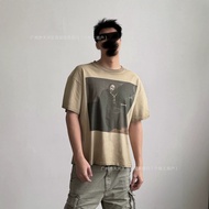 RX4E Travis Scott x Cactus Jack x Joint Wash Water Distressed Short-Sleeved T-Shirt Pure Cotton