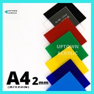 A4 2mm Acrylic Sheet | Perspex | Acrylic Board | Plexiglass | Transparent Clear Plastic Sheet