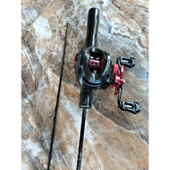 One set of Hautton YS silver Glint & fishing Reel UL HAUTON Black 180cm