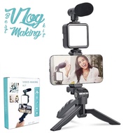 AY-49 Video Making Kit Selfie Tripod Stand & Mic Live Stream Broadcast