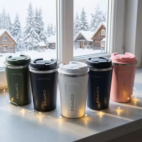 Thermo Cafe Coffee Mug Car Thermos Mug 380/510ML Leak_Proof Travel Thermo Cup for Tea Water Coffee D