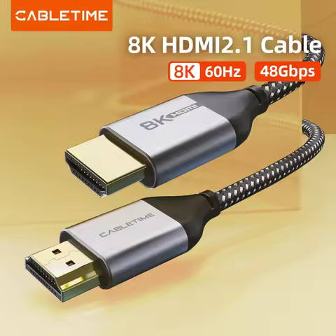 CABLETIME HDMI 2.1 Cable 8K/60Hz 4K/144Hz 48Gbps Ultra-Slim Coaxial HDMI Video Cable for PS4 Macbook