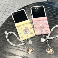 Coffee Bear Bracelet Matte Phone Case For Samsung Galaxy Z Flip 7 FE 6 5 4 3 Hinge Protection Shockp