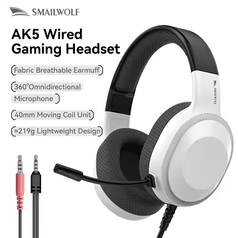 SMAILWOLF AK5 wired headset gaming headset lightweight e-sports gaming headset with microphone deskt