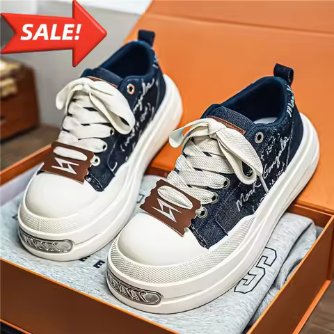 CAHHRRN Trend Men's Canvas Shoes Flats Vulcanized Shoe 2026 Spring Summer Comfortable Causal Sneaker