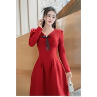 Luxury long-sleeved red high-end designer dress [Real photo] The Shilla-CG.E84C06.69D9PK