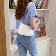[TINY TINY N68] Popular Flaming Red Underarm Bag Baguette European American Training Belt PU Handbag