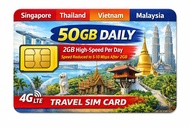 Travel Singapore Thailand Vietnam Malaysia Unicom 50GB Data 5G Online SIM Card (After 2GB reduce spe