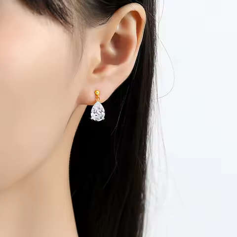 Pear Cut 14k Gold Moissanite Stud Earrings Au585 for Women Diamond Earrings Teardrop Shape Engagemen