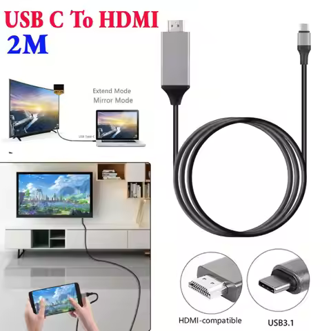 Type C To HDMI-compatible Cable USB-C Type C To HDMI-compatible HDTV TV Cable 10 Gbps Fit for MacBoo