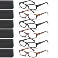 Reading Glasses for Women, 6 pack Fashion Readers for Women Men Spring Hinge Eye Glasses, Blue Light