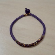 靜心平安紫水晶手環 五色線金剛結 螺旋扣珠款