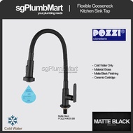 Pozzi x sgPlumbMart Matte Black Flexible Gooseneck Kitchen Sink Tap K4000BB Cold Faucet Tap