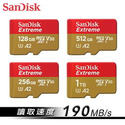 SanDisk 128G 256G 512G 1TB Extreme A2 microSD 記憶卡