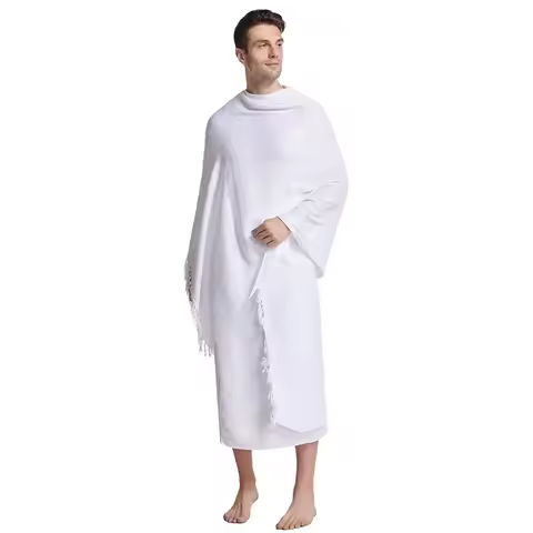 ♥ 2025 New 2Pcs White Ihram Pilgrimage Towel For Muslim Arab Mecca Hajj Clothes Men Islamic Ramadan 