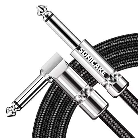 SONICAKE Braided Guitar Cable 3m/6m 6.35mm Audio Cable 1/4" Straight to Straight, Straight to Right 
