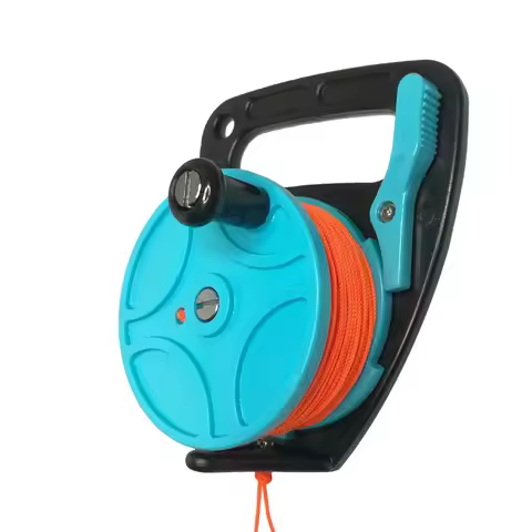 150ft/46M Rope Scuba Diving Reel Spool with Handle Thumb Stopper Clip Hook for Underwater Scuba Divi
