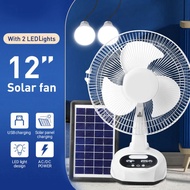 Solar Fan & LED Light Adjustable DC Fan 12" Strong Wind Quiet Oscillating Fan Kipas Berdiri Living R