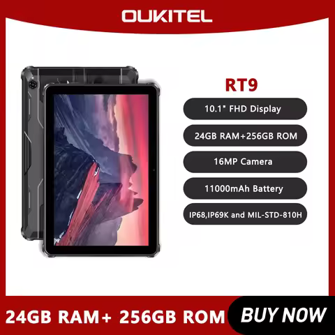 4G Rugged Tablet 10.1" HD Display RT9 24GB RAM 256GB Waterproof Tablet 11000mAh Battery Android 14.0