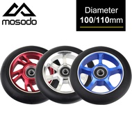 100mm Scooter Wheels Replacement with Bearings Aluminum Alloy Wear-Resistant PU Scooter Parts Kick S