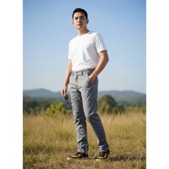 Men's Grey Long Chino Pants / Slim Fit Grey Formal Pants