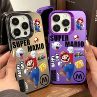 Happy Mario Creative Phone Case Compatible for IPhone 11 12 13 Pro 14 15 7 8 Plus SE 2020 XR X XS Max TPU Soft Silicone Case Shockproof Cover Lens Protective