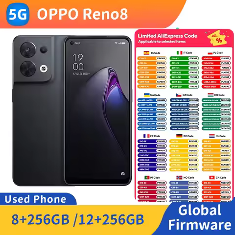 OPPO Reno 8 5G RAM 8GB/12GB ROM 256GB 6.43 inch 2400x1080px 50MP 4500mAh used phone