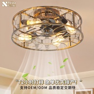 Bedroom Fan Living Room Integrated Invisible Household Fan Lamp Cross-Border Chandelier Voice Ceilin