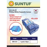 HIGH QUALITY SUNTUF CANVAS 6ft x 30ft SUNTUF Blue White Canvas Roll Tarpaulin / Kanvas Biru Putih