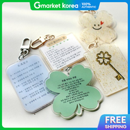 Real Money-Attracting Lucky Charm Money Four-Leaf Clover Keyring 5 Types Clover Lettering Gift