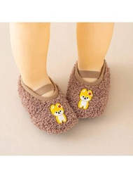 1雙嬰兒地板襪鞋,室內防滑踏步鞋,加厚底部和保暖襪子,兒童鞋類