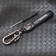 [𝗞𝗘𝗬𝗖𝗛𝗔𝗜𝗡] Car Emblem Car Keychain PU Leather Rope Hanging Buckle Design Car Key Ring Key Accessories for Mazda 2 3 5 6 2017 CX-4 CX-5 CX-7 CX-9 CX-3 CX-5
