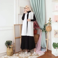 Long cardigan tanpa lengan premium/ outer wanita kekinian/warna hitam putih polos/murah promo- bisa 